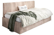 Beżowe welwetowe łóżko z oparciem Somma 4X - 3 rozmiary 120x200cm Elior