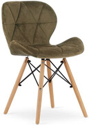 Brązowe tapicerowane drewniane krzesło - Zeno 4X Elior