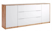 Nowoczesna komoda dąb craft + biały połysk 200 cm - Zenta 15X Edinos
