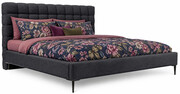 Czarne łóżko dwuosobowe z pikowanym zagłówkiem Idor - 3 rozmiary Edinos