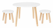Biały drewniany dziecięcy stolik z krzesełkami - Geronimo Elior