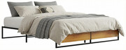 Czarne metalowe łóżko w stylu loftowym 200x200 cm - Glider Edinos