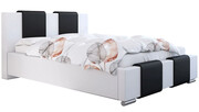 Małżeńskie łóżko tapicerowane 160x200 Lamar 3X - 36 kolorów + materac lateksowy Contrix Rubber SX Elior