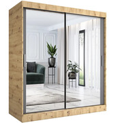 Szafa przesuwna z lustrem 180 cm dąb artisan + antracyt - Kukkin 5X Edinos