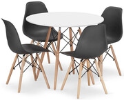Komplet biały stół 90 cm z 4 krzesłami - Osato 6X 3 kolory Biały Elior