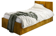 Musztardowe łóżko welwetowe Barnet 6X - 3 rozmiary 120x200cm Elior