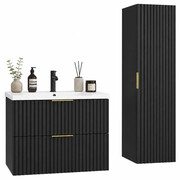 Czarny komplet mebli łazienkowych szafka 60 cm ze słupkiem - Onellia 13X Edinos