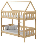 Drewniane dziecięce łóżko piętrowe domek, sosna - Gigi 3X 180x80 cm Elior