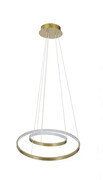 Złota lampa wisząca LED z dwoma ringami o różnej średnicy - V082-Interis Lumes