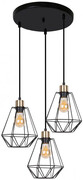 Czarna potrójna lampa wisząca w stylu loftowym - K116-Telesto Lumes