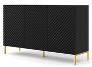 Komoda glamour 150 cm czarny mat + złote nóżki - Resa 3X Edinos