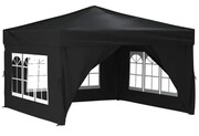 Czarny namiot ogrodowy altana z oknami Sanmi - kwadrat 290x290 cm Elior