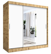Szafa przesuwna dąb artisan + biały 200 cm - Massi 6X Edinos