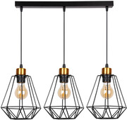 Czarna industrialna potrójna lampa druciana - K109-Telesto Lumes