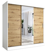 Szafa przesuwna biały + dąb artisan 200 cm - Massi 6X Edinos