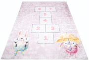 Jasnoróżowy dywan dla dzieci z grą w klasy i króliczkami - Lopa 3X 160x230 Profeos