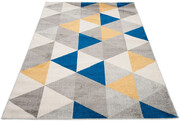 Ciemnoszary dywan w niebieskie trójkąty - Caso 6X 240x330 Profeos