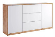 Komoda z szufladami i półkami dąb craft + biały 160 cm - Zenta 14X Edinos