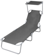 Aluminiowy leżak ogrodowy z zadaszeniem Tatami - szary Edinos