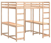 Łóżko z drabinką i 2 biurkami naturalna sosna 180x200 - Vasmo 5X Edinos
