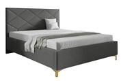 Ciemnoszare łóżko tapicerowane welurem 4 rozmiary - Tollviano Edinos Premium
