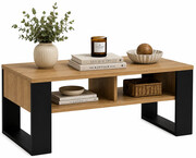 Minimalistyczna ława do narożnika dąb artisan + czarny - Renfi 5X Edinos