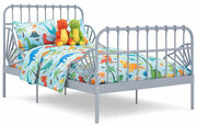 Szare metalowe łóżko rosnące z dzieckiem rozsuwane 80x130/200 cm - Kasja Edinos