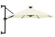 Piaskowy parasol ogrodowy na taras z oświetleniem LED - Waren Edinos