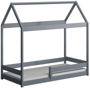 Szare drewniane dziecięce łóżko domek - Kiders 160x80 cm Edinos
