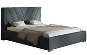 Podwójne łóżko z zagłówkiem 160x200 Orina 3X - 36 kolorów + materac lateksowy Contrix Rubber SX Elior