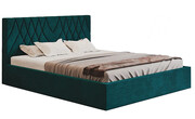 Turkusowe tapicerowane łóżko 180x200 Rivoli 3X + materac lateksowy Contrix Rubber SX Elior