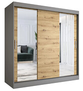 Szafa przesuwna antracyt + dąb artisan 200 cm - Seko 6X Edinos