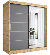 Szafa przesuwna 180 cm dąb artisan + antracyt - Marmos 5X Edinos