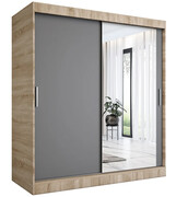 Szafa przesuwna dąb sonoma + antracyt 180 cm - Massi 5X Edinos