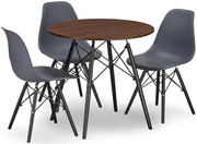 Skandynawski komplet stół 80 cm jesion i 3 krzesła - Osato 4X 2 kolory Czarny Elior