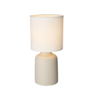 Beżowa lampa stołowa z ceramiczną podstawą - V085-VELVET Lumes