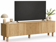 Ryflowana szafka RTV na nóżkach 150 cm dąb hikora - Eluzio 4X Edinos Premium