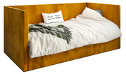 Musztardowe łóżko sofa z pojemnikiem Somma 5X - 3 rozmiary 80x200cm Elior
