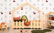 Drewniane łóżko domek z barierką - Relix 3X 80x140cm Elior