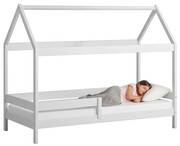 Białe skandynawskie łóżko domek z barierką ochronną - Cubis 3X 190x90 cm Edinos