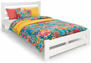 Białe sosnowe łóżko z zagłówkiem 160x200 - Lids 3X Edinos