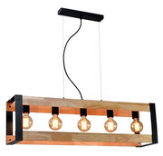 Industrialna lampa wisząca z drewnianymi elementami - T022 - Kavo Lumes