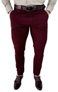 Spodnie męskie materiałowe chinosy bordowe slim fit 3018