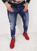 Spodnie Jeansy męskie z lampasem i zamkami