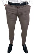 Eleganckie spodnie męskie brązowe slim fit Stylovy D-1100Z