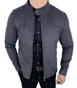 Kurtka biker zamszowa męska szara M-7196 Stylovy