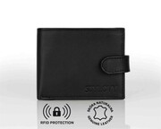 Portfel męski czarny skórzany zapinany na zatrzask – skóra naturalna 1414