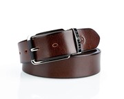 Pasek skórzany męski ciemnobrązowy z ozdobną klamrą 357