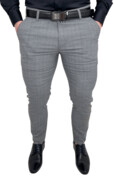 Szare eleganckie spodnie slim fit męskie w delikatną kratę Dividers Zebra-4