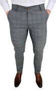 Szare eleganckie spodnie męskie slim fit w kratę Eva-5